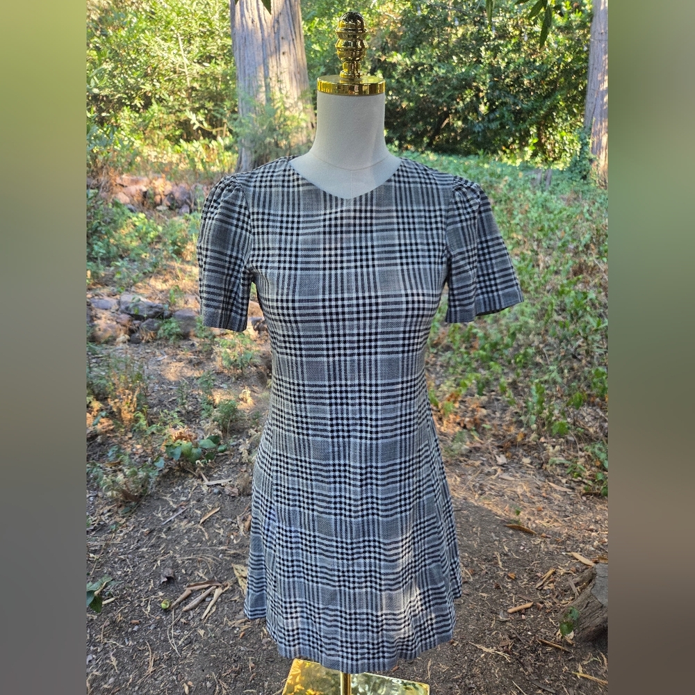 Zara Black and White Fall Plaid‎ Mini Dress Size XS